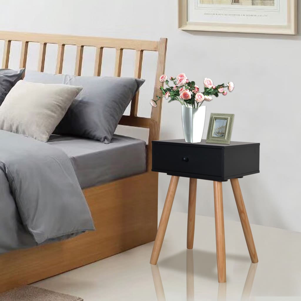 Bedside Tables 2 pcs Gray Solid Pinewood