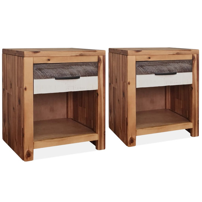 Bedside Table Solid Acacia Wood 15.7