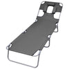 Foldable Sunlounger with Head Cushion Adjustable Backrest Gray