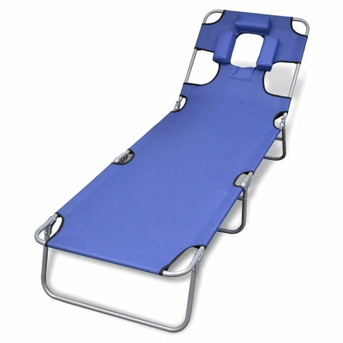 Foldable Sunlounger with Head Cushion Adjustable Backrest Gray