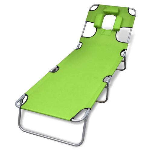 Foldable Sunlounger with Head Cushion Adjustable Backrest Gray