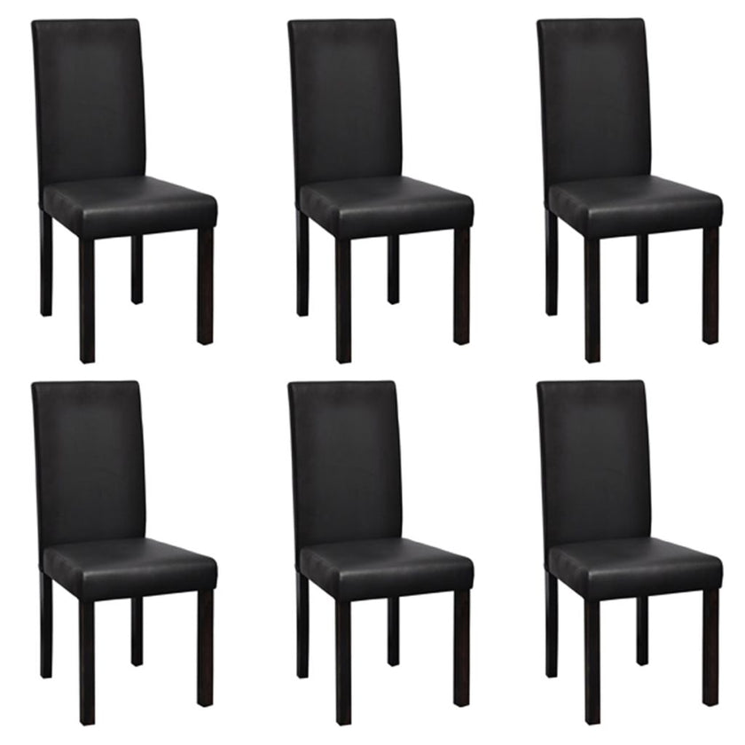 Dining Chairs 6 pcs Black Faux Leather