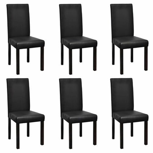 Dining Chairs 6 pcs Black Faux Leather