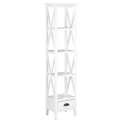 Bookcase with 1 Drawer White 15.7