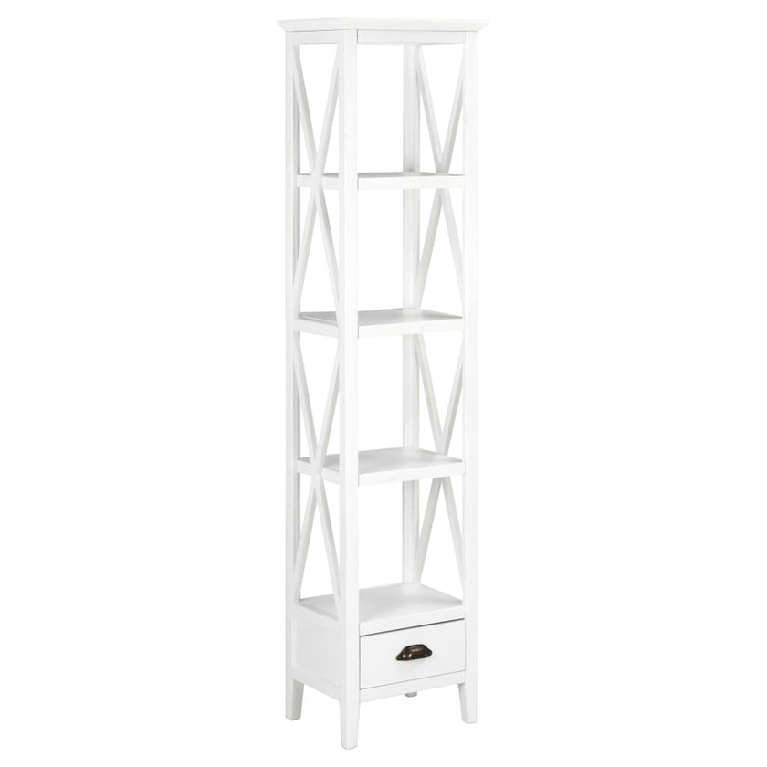 Bookcase with 1 Drawer White 15.7