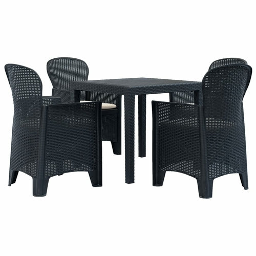 9 Piece Outdoor Dining Set Plastic Brown Rattan Look