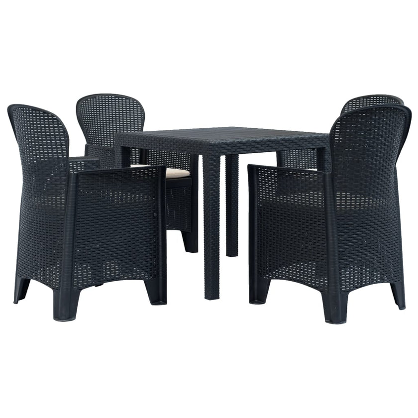 9 Piece Outdoor Dining Set Plastic Brown Rattan Look