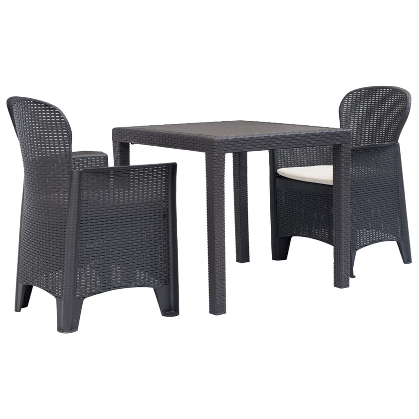 9 Piece Outdoor Dining Set Plastic Brown Rattan Look