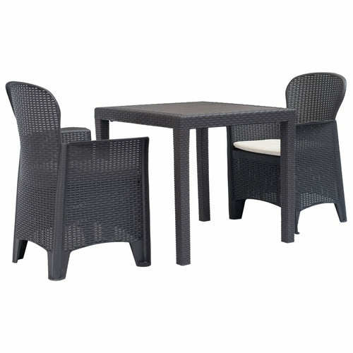 9 Piece Outdoor Dining Set Plastic Brown Rattan Look