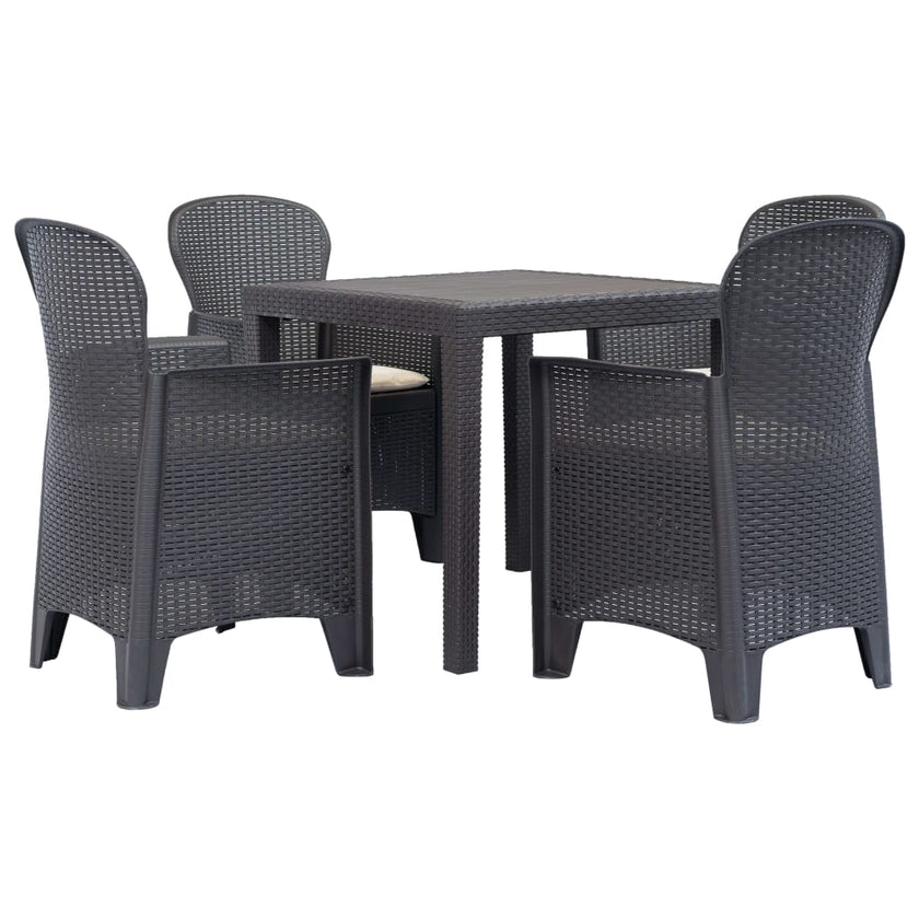 9 Piece Outdoor Dining Set Plastic Brown Rattan Look