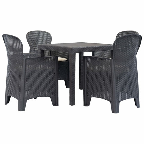 9 Piece Outdoor Dining Set Plastic Brown Rattan Look