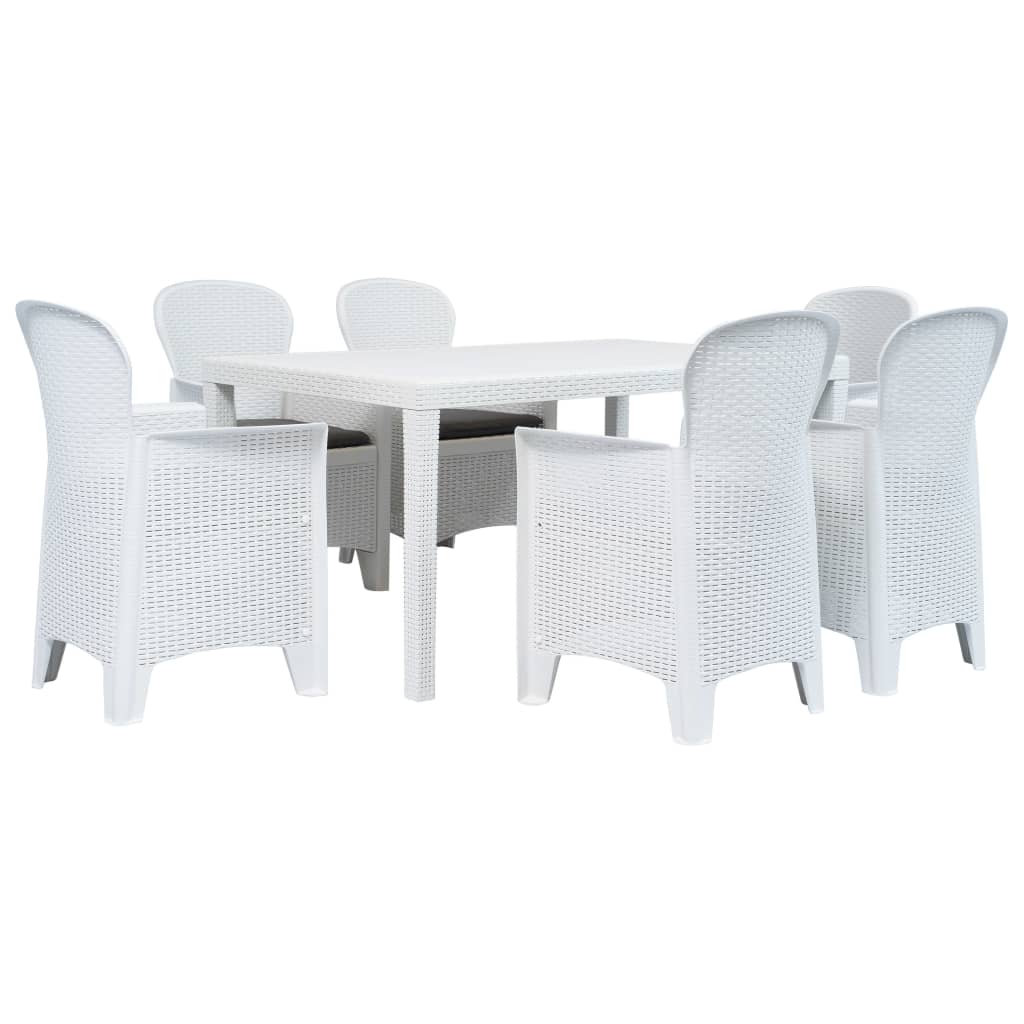 9 Piece Outdoor Dining Set Plastic Brown Rattan Look