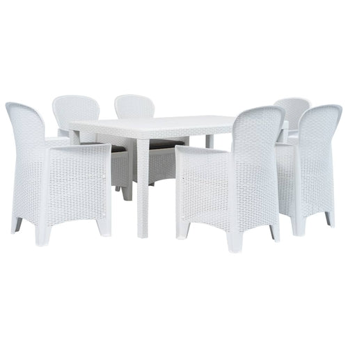 9 Piece Outdoor Dining Set Plastic Brown Rattan Look