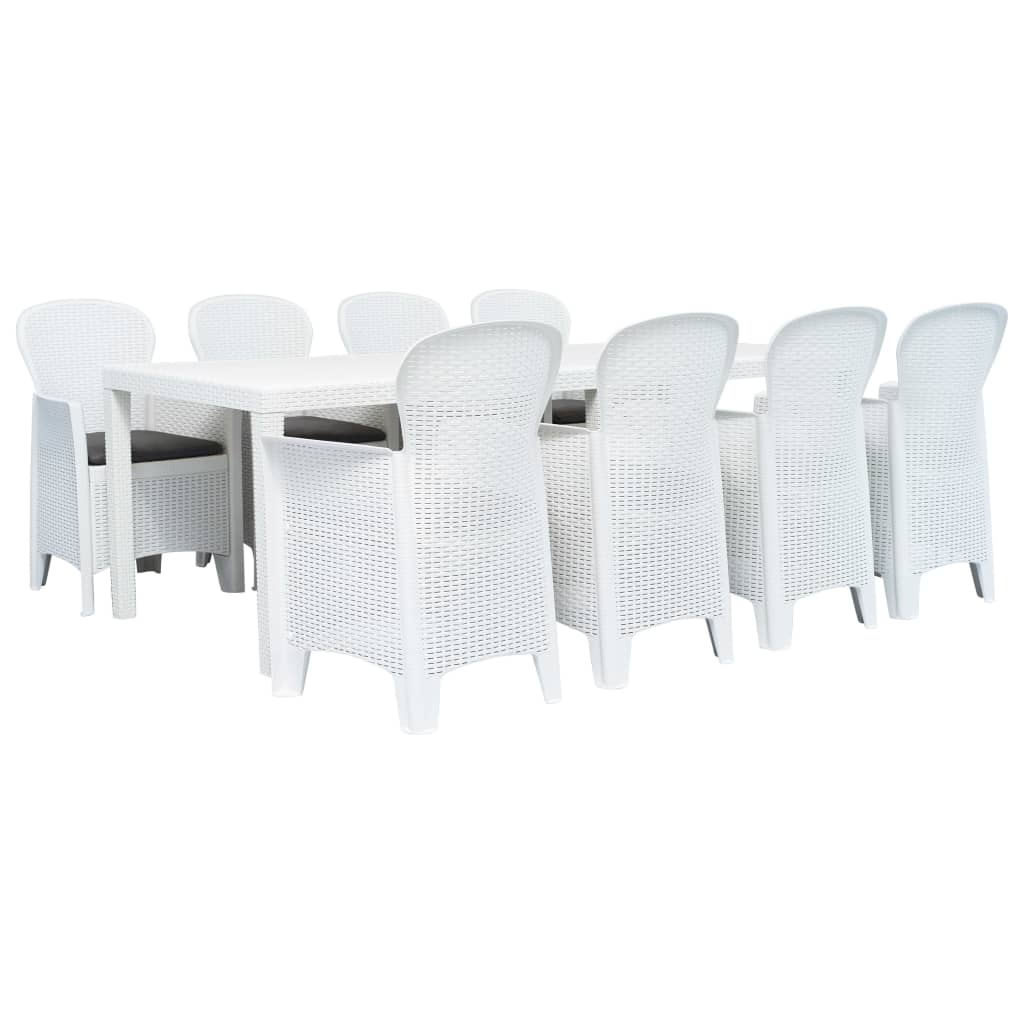 9 Piece Outdoor Dining Set Plastic Brown Rattan Look