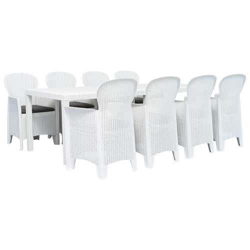 9 Piece Outdoor Dining Set Plastic Brown Rattan Look