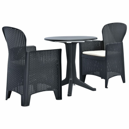 3 Piece Bistro Set Plastic Anthracite