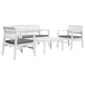 4 Piece Outdoor Lounge Set Plastic White