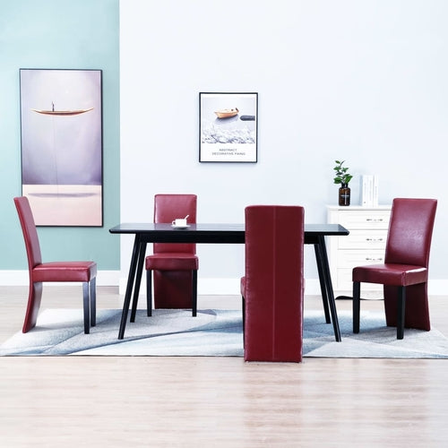 Dining Chairs Wine Red Faux Leather