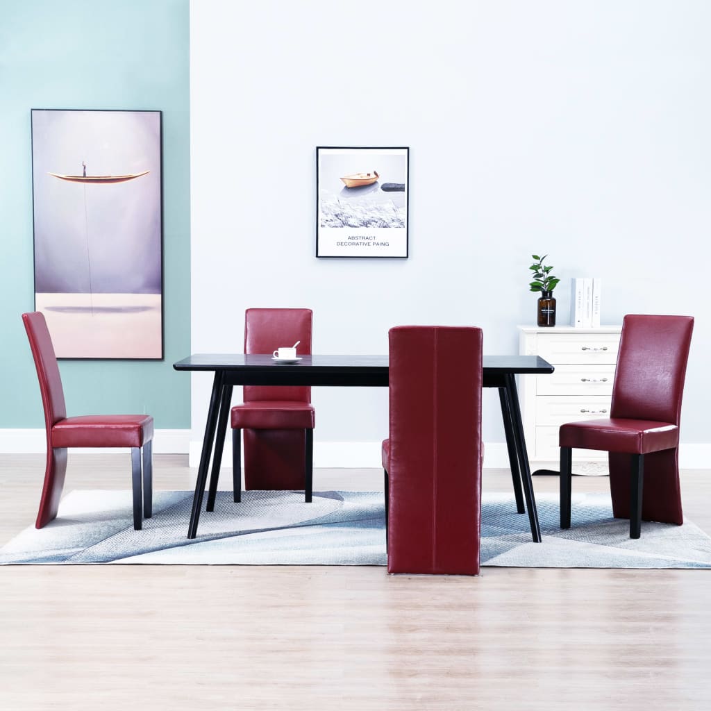 Dining Chairs Wine Red Faux Leather