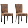 Dining Chairs 4 pcs Brown Faux Suede Leather