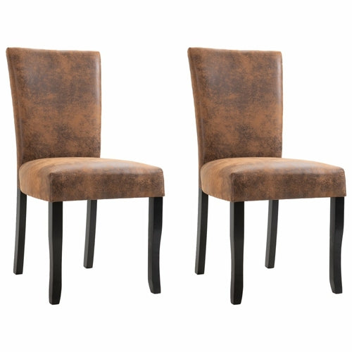 Dining Chairs 4 pcs Brown Faux Suede Leather