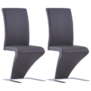Dining Chairs with Zigzag Shape 4 pcs Gray Faux Leather