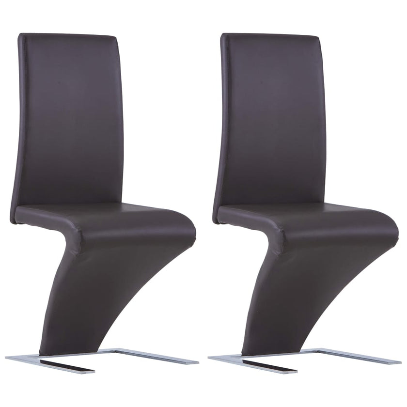 Dining Chairs with Zigzag Shape 4 pcs Gray Faux Leather