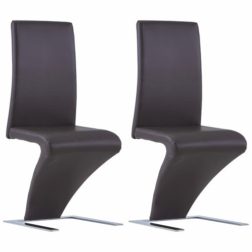 Dining Chairs with Zigzag Shape 4 pcs Gray Faux Leather