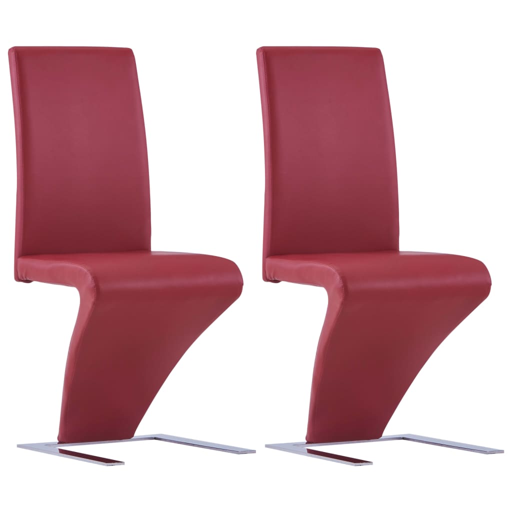 Dining Chairs with Zigzag Shape 4 pcs Gray Faux Leather