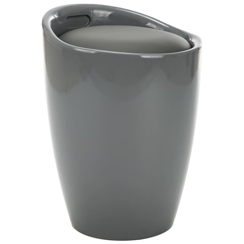 Storage Stool White and Blue Faux Leather