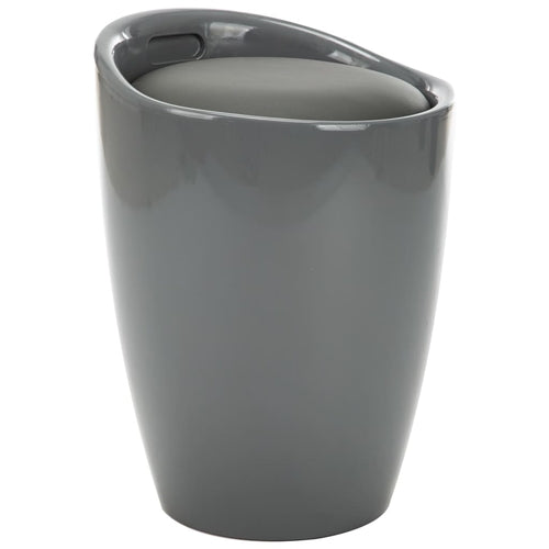 Storage Stool White and Blue Faux Leather