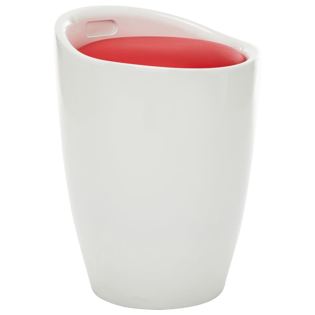 Storage Stool White and Blue Faux Leather