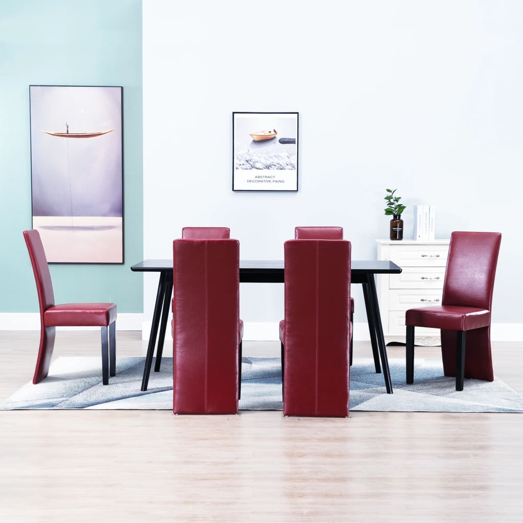 Dining Chairs Wine Red Faux Leather