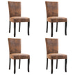 Dining Chairs 4 pcs Brown Faux Suede Leather