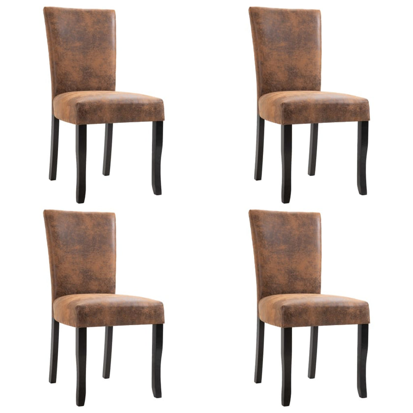 Dining Chairs 4 pcs Brown Faux Suede Leather