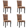 Dining Chairs 4 pcs Brown Faux Suede Leather