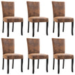 Dining Chairs 4 pcs Brown Faux Suede Leather