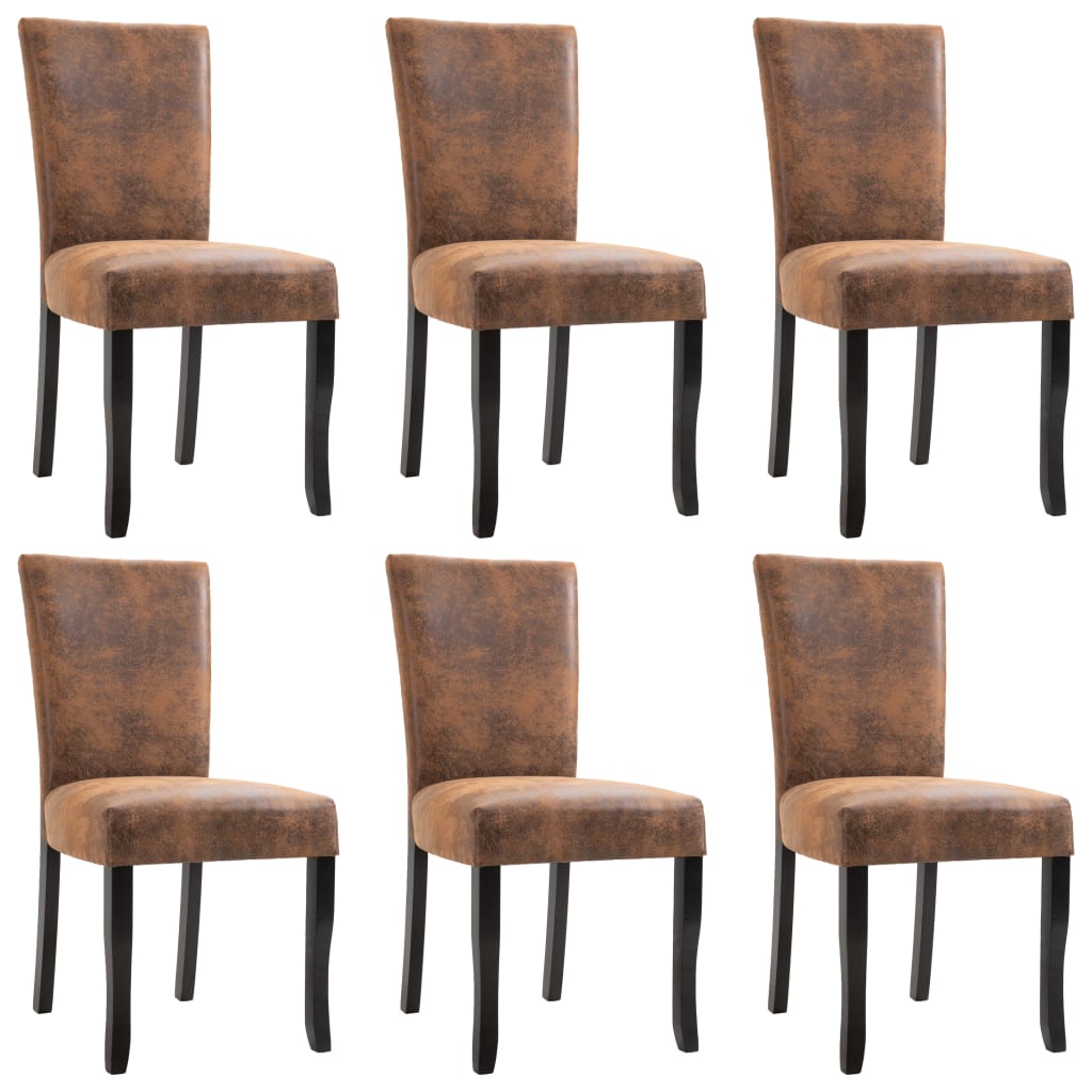 Dining Chairs 4 pcs Brown Faux Suede Leather