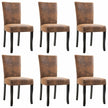Dining Chairs 4 pcs Brown Faux Suede Leather
