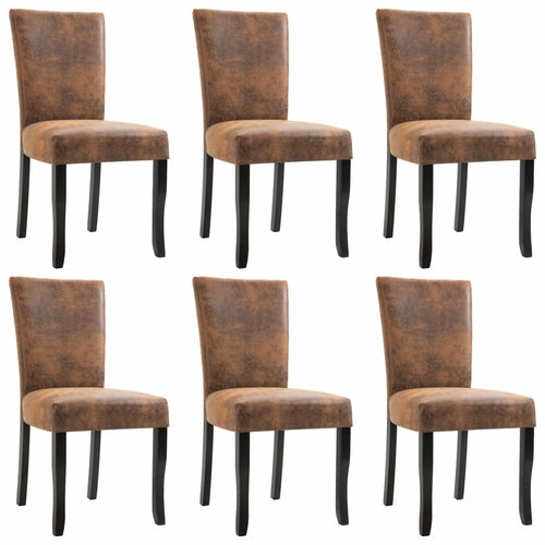 Dining Chairs 4 pcs Brown Faux Suede Leather