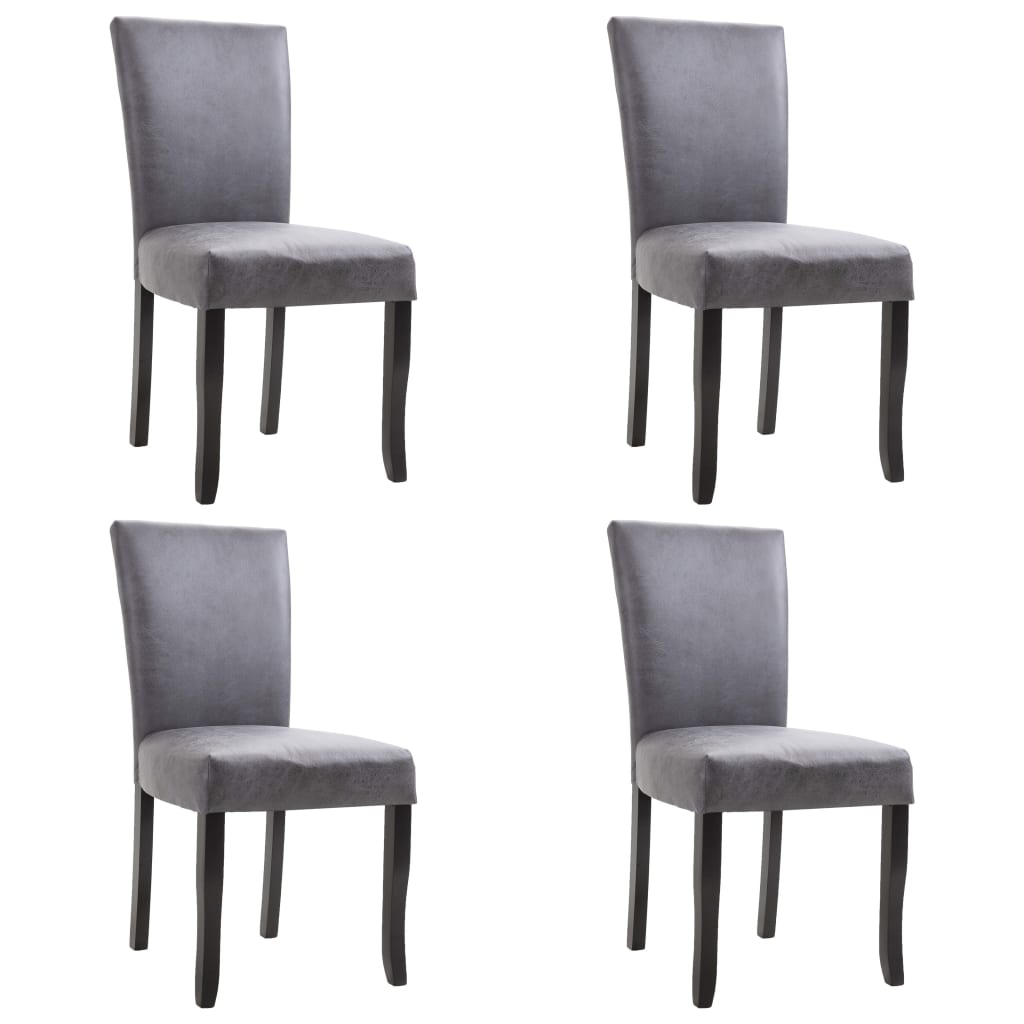 Dining Chairs 4 pcs Brown Faux Suede Leather