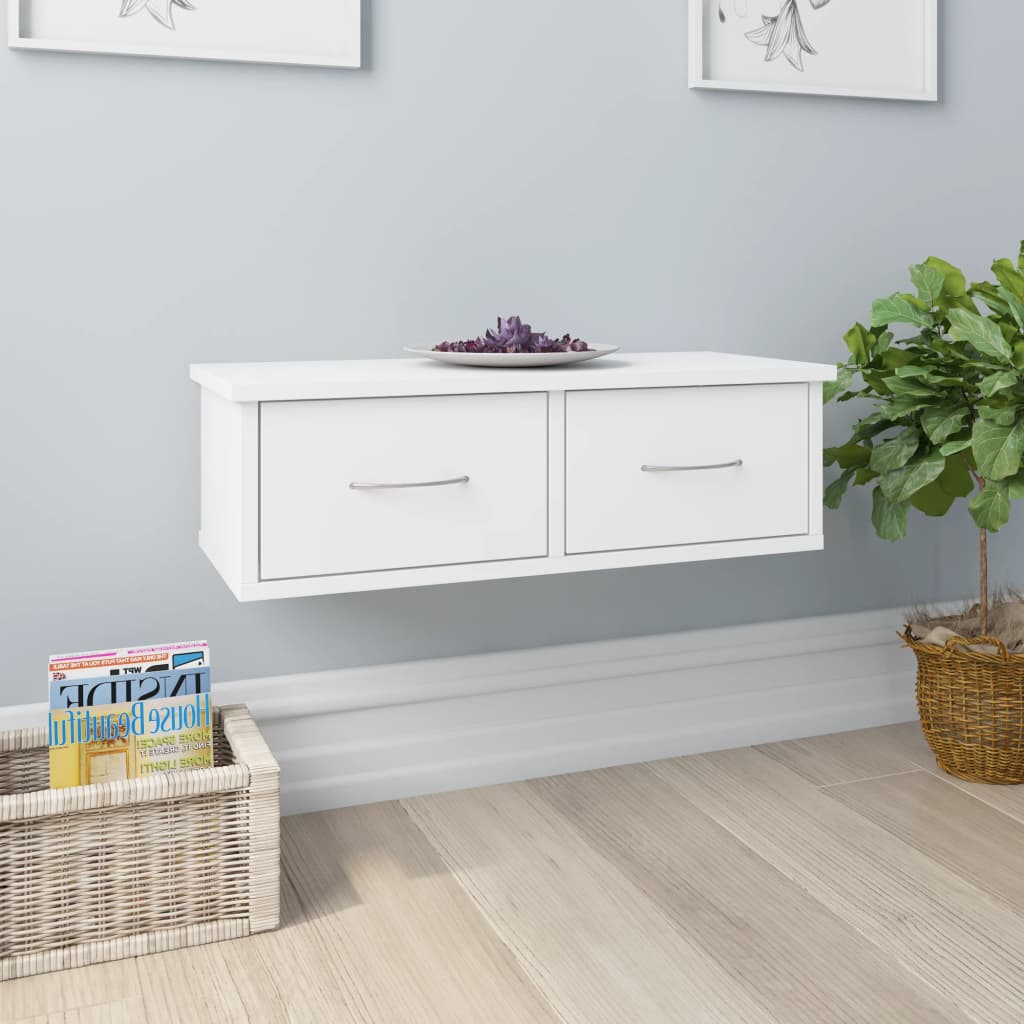 Wall-mounted Drawer Shelf White 23.6