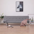 Sofa Bed with Two Pillows Gray Faux Leather