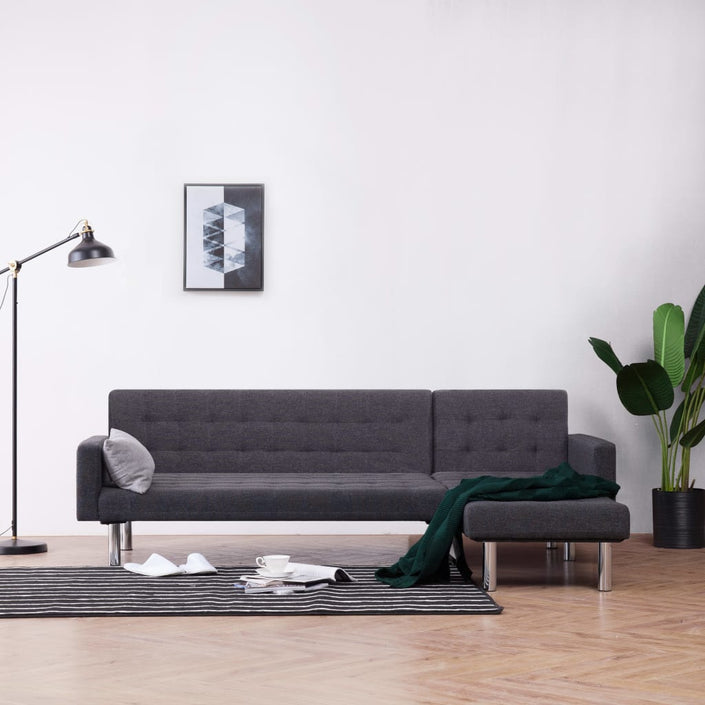 L-shaped Sofa Bed Black Faux Leather