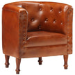 Tub Chair Brown Real Leather