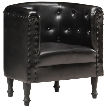 Tub Chair Brown Real Leather