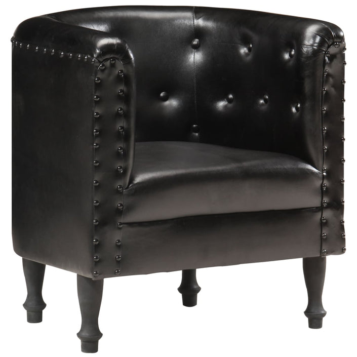 Tub Chair Brown Real Leather