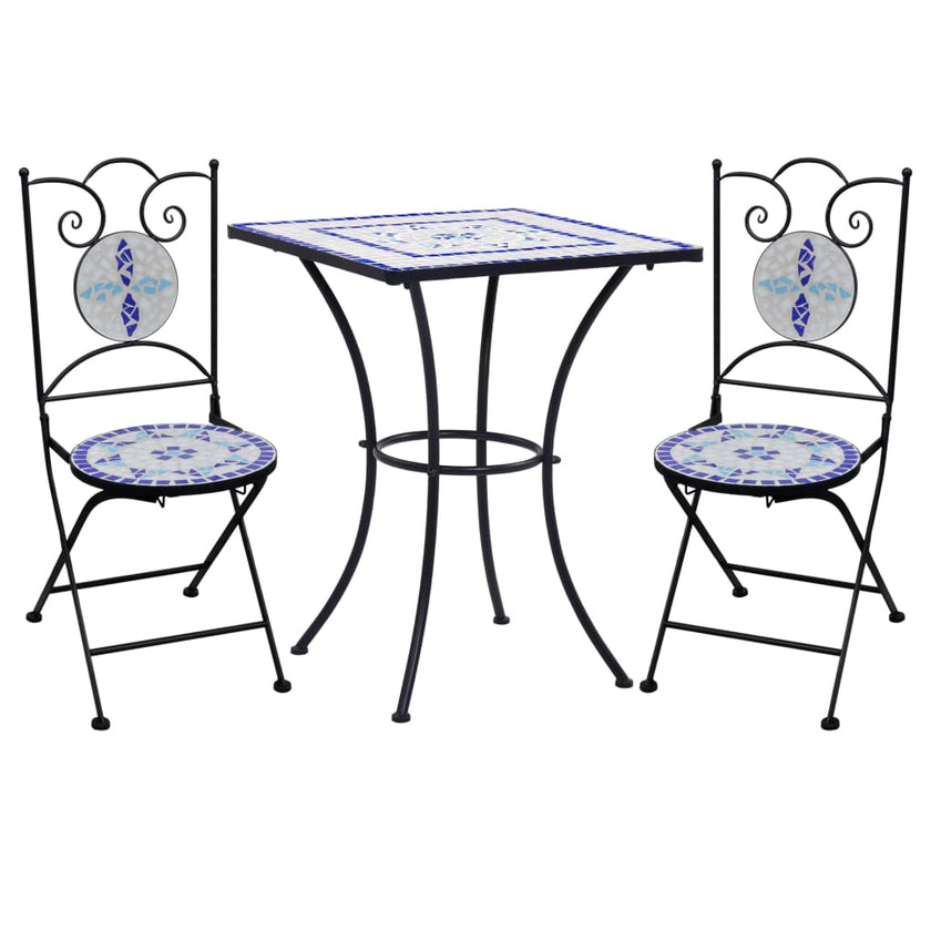 3 Piece Mosaic Bistro Set Ceramic Tile Terracotta