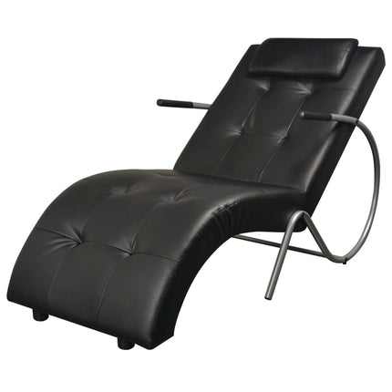 Chaise Longue with Pillow Brown Suede Look Fabric