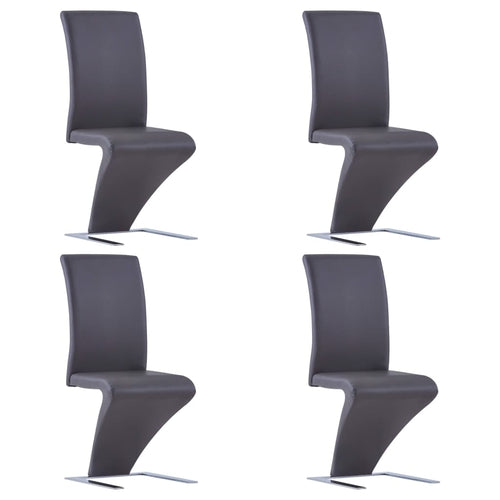 Dining Chairs with Zigzag Shape 4 pcs Gray Faux Leather